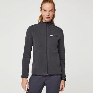FIGS Women's On-Shift Fleece Jacket Dark Charcoal Grey Small